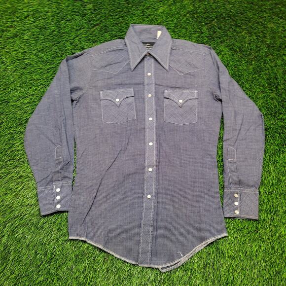 Vintage 70s Champion Westerns Pearl Snap Shirt Mens Medium 15-33 USA Made - Picture 1 of 12